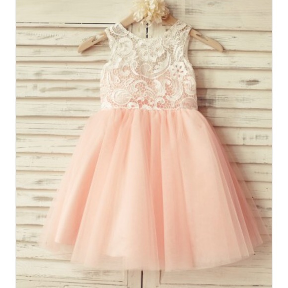 white and blush pink flower girl dresses